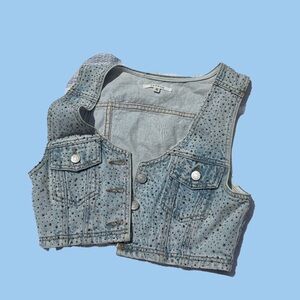 PacSun Kids Light Blue Denim Vest with Studs